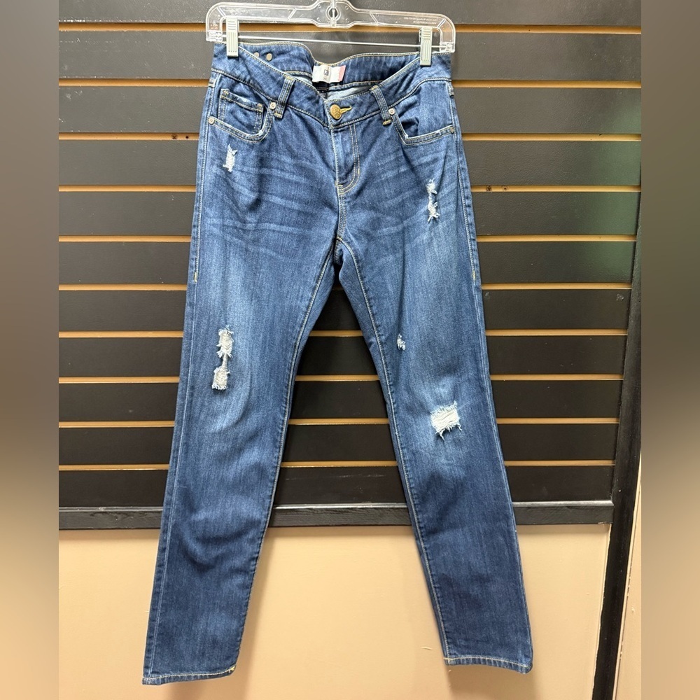 CAbi Slim Boyfriend Distressed Jeans Medium Wash Size 4